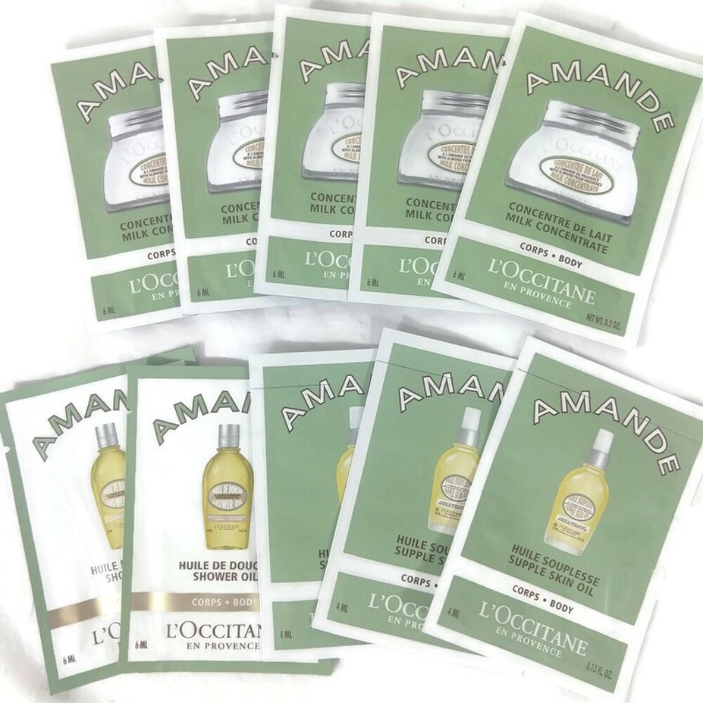 L'occitane Almond Milk Concentrate & Shower OIL ,Skin Oil Samples x 10pk NEW